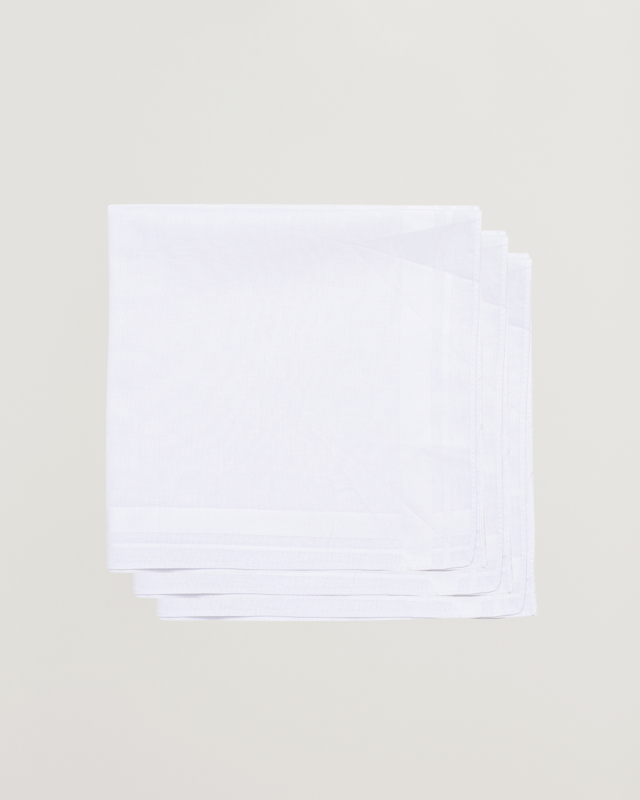 Miehet | Taskuliina | Amanda Christensen | 3-Pack Cotton Pocket Square White