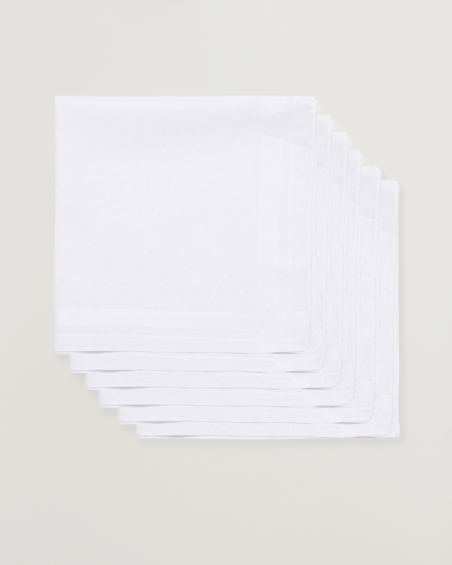 Miehet | Taskuliina | Amanda Christensen | 6-pack Cotton Pocket Square White