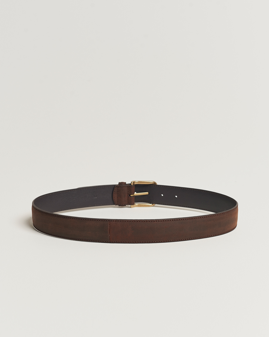 Mies | Vyöt | Crockett & Jones | 3,5 cm Belt Dk Brown Rough-Out Suede
