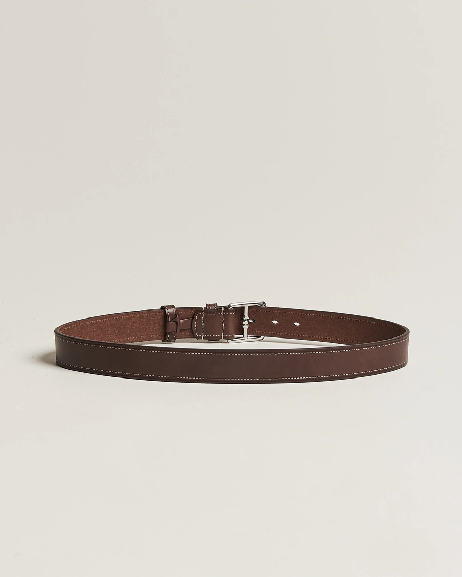 Mies | Hääpuku miehelle | Anderson's | Bridle Stiched 3,5 cm Leather Belt Brown
