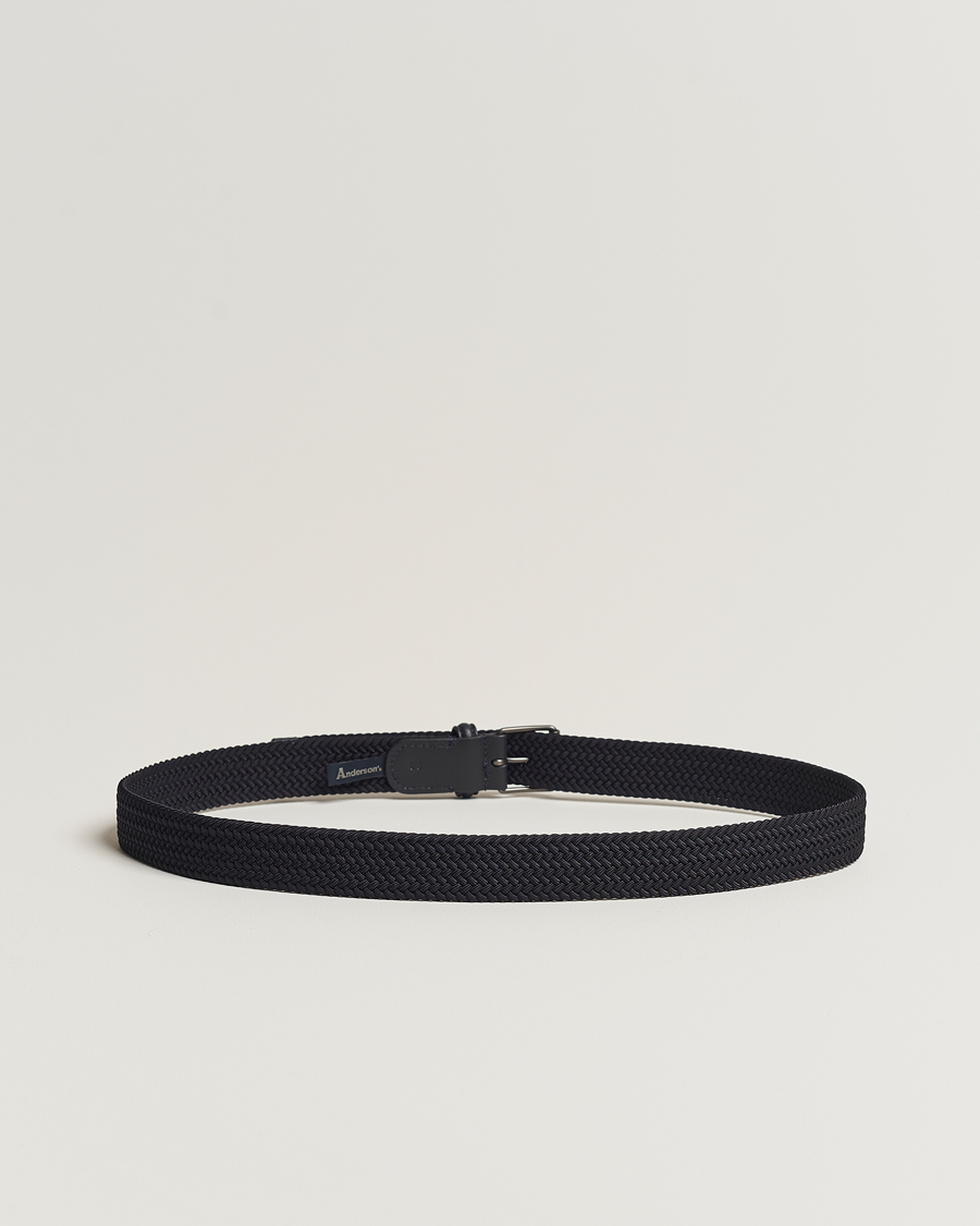 Mies |  | Anderson's | Elastic Woven 3 cm Belt Navy