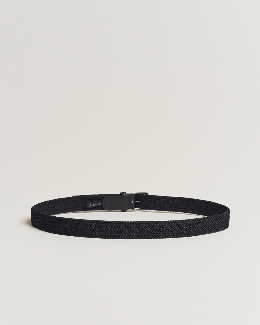 Mies | Vyöt | Anderson's | Elastic Woven 3 cm Belt Navy