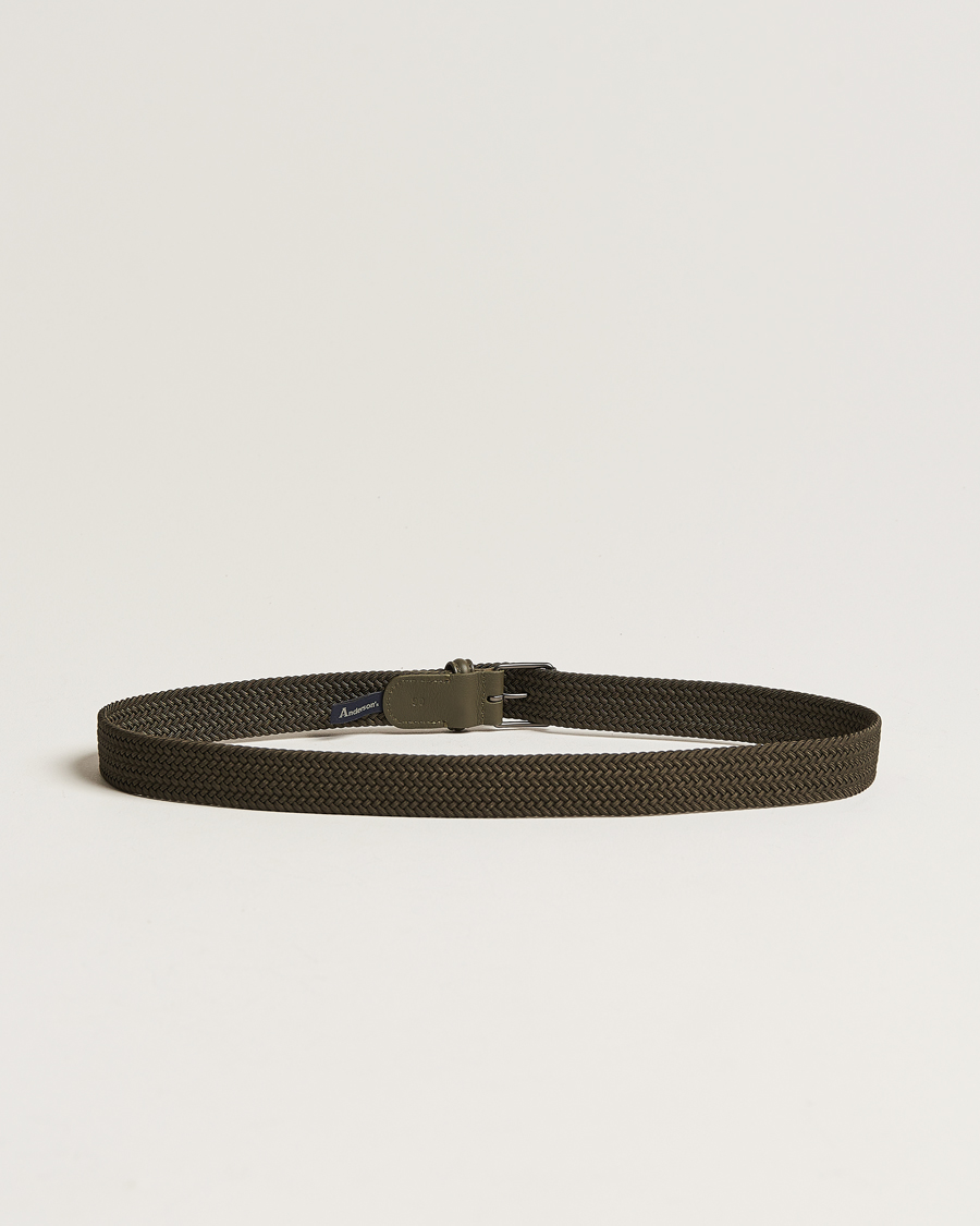 Mies | Anderson's | Anderson's | Elastic Woven 3 cm Belt Military Green