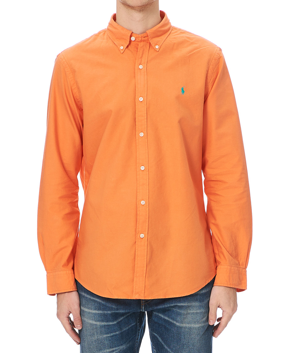 Mies | Kauluspaidat | Polo Ralph Lauren | Slim Fit Garment Dyed Oxford Shirt Orange