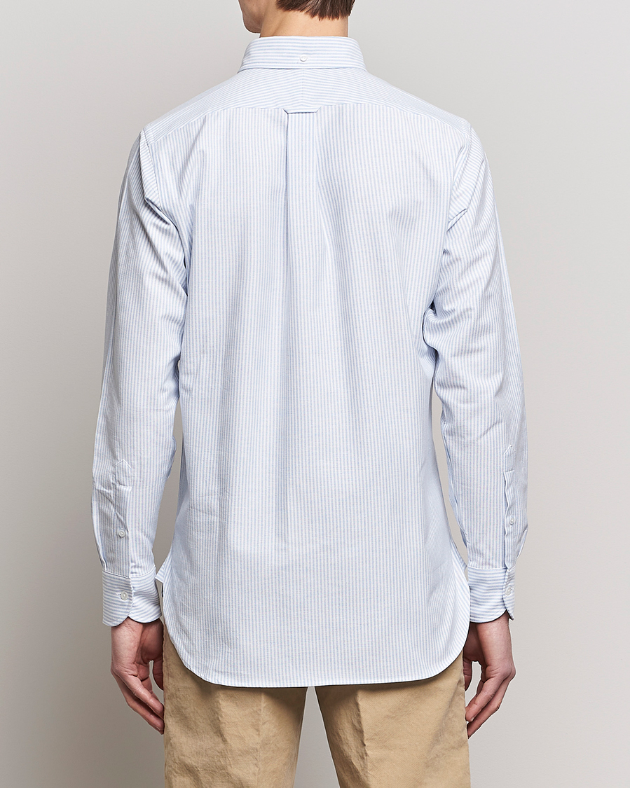 Mies | Kauluspaidat | Drake's | Striped Button Down Oxford Shirt Blue