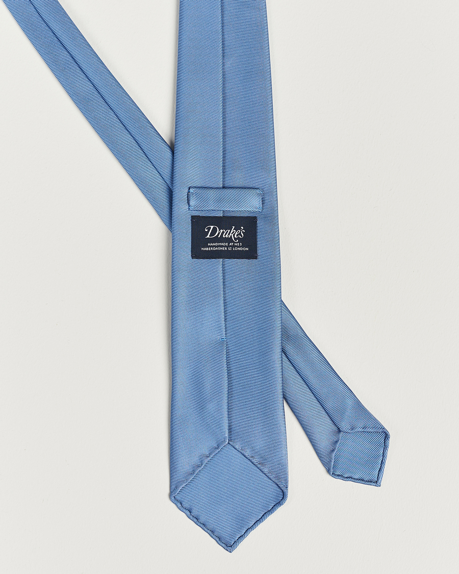 Mies | Drake's Handrolled Woven Silk 8 cm Tie Blue | Drake's | Handrolled Woven Silk 8 cm Tie Blue