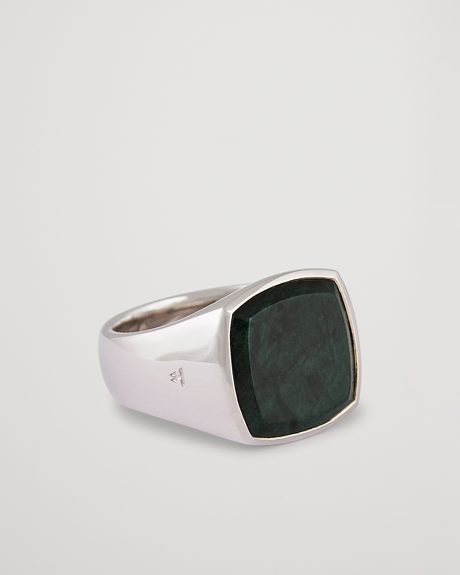 Mies | Tom Wood Cushion Green Marble Ring Silver | Tom Wood | Cushion Green Marble Ring Silver