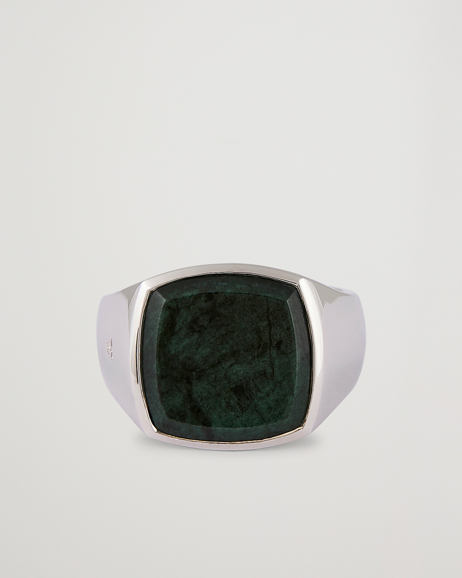 Mies | Tom Wood Cushion Green Marble Ring Silver | Tom Wood | Cushion Green Marble Ring Silver