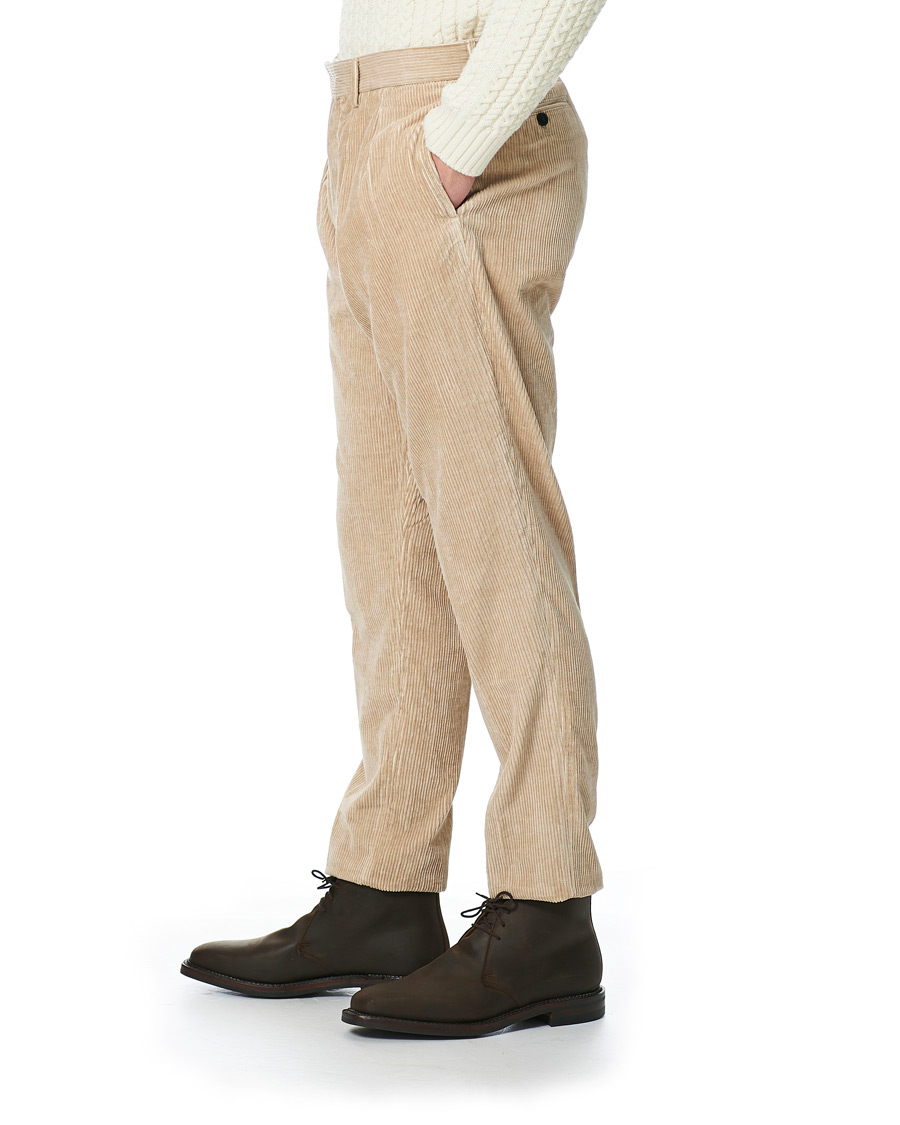 Mies | Housut | Mackintosh | Wild Pleated Cord Trousers Beige