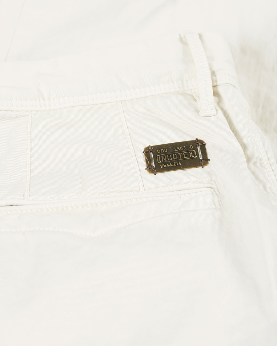 Mies | Housut | Incotex | Slim Fit Garment Dyed Slacks Off White