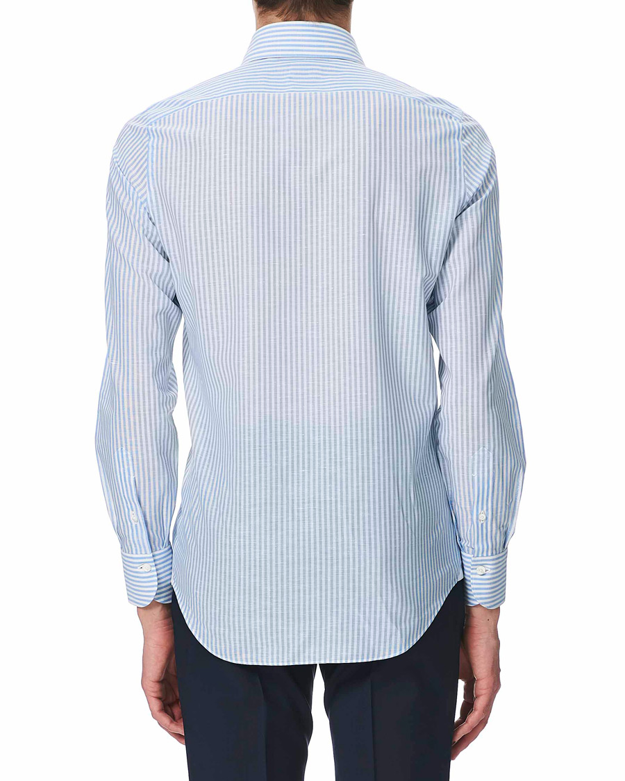 Mies | Kauluspaidat | Finamore Napoli | Milano Slim Fit Cotton/Linen Dress Shirt Blue