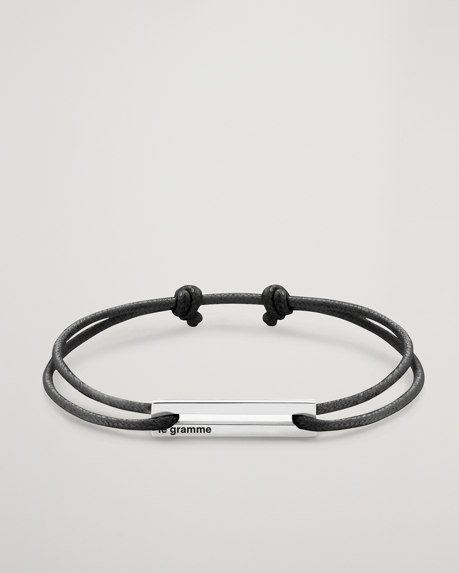 Mies | Korut | LE GRAMME | Cord Bracelet Le 17/10 Black/Sterling Silver