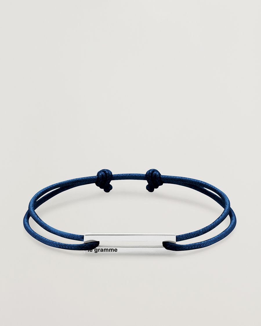 Mies | Korut | LE GRAMME | Cord Bracelet Le 17/10 Navy/Sterling Silver