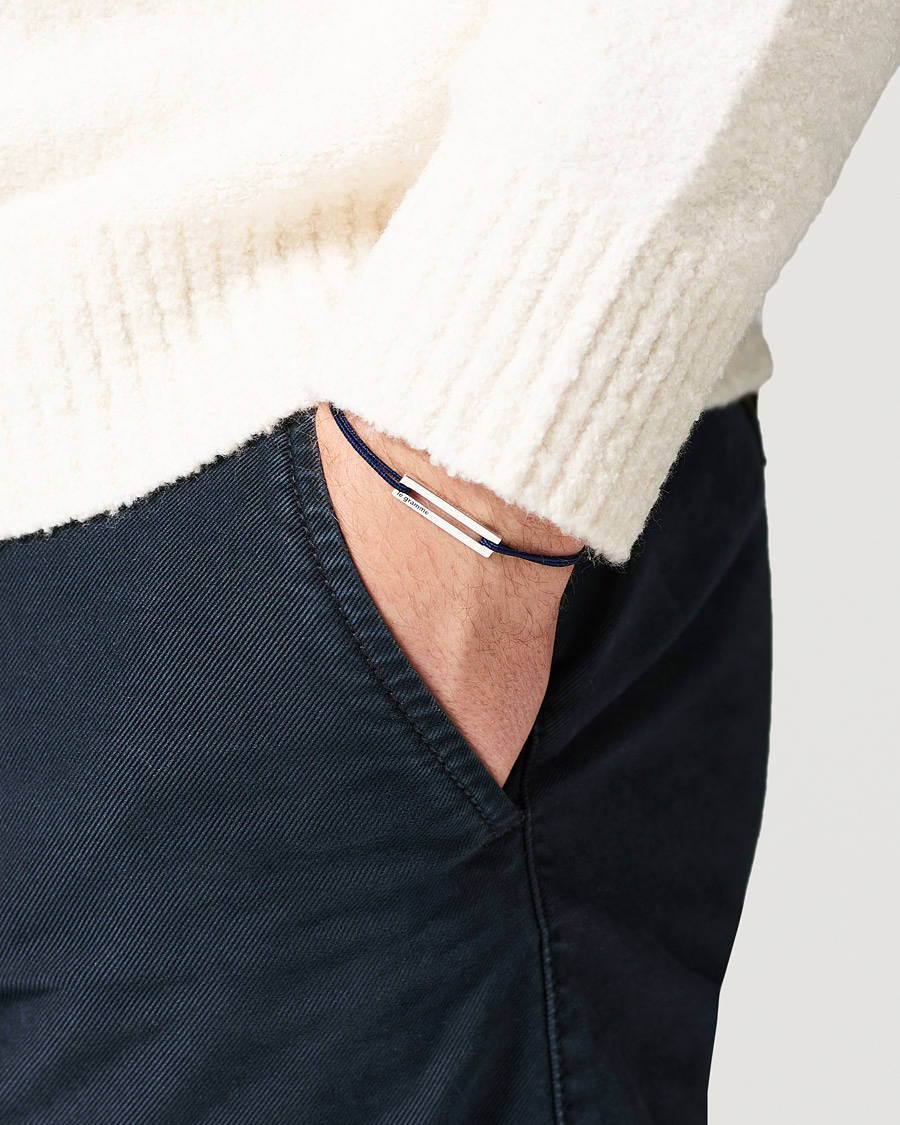 Mies | Korut | LE GRAMME | Cord Bracelet Le 17/10 Navy/Sterling Silver