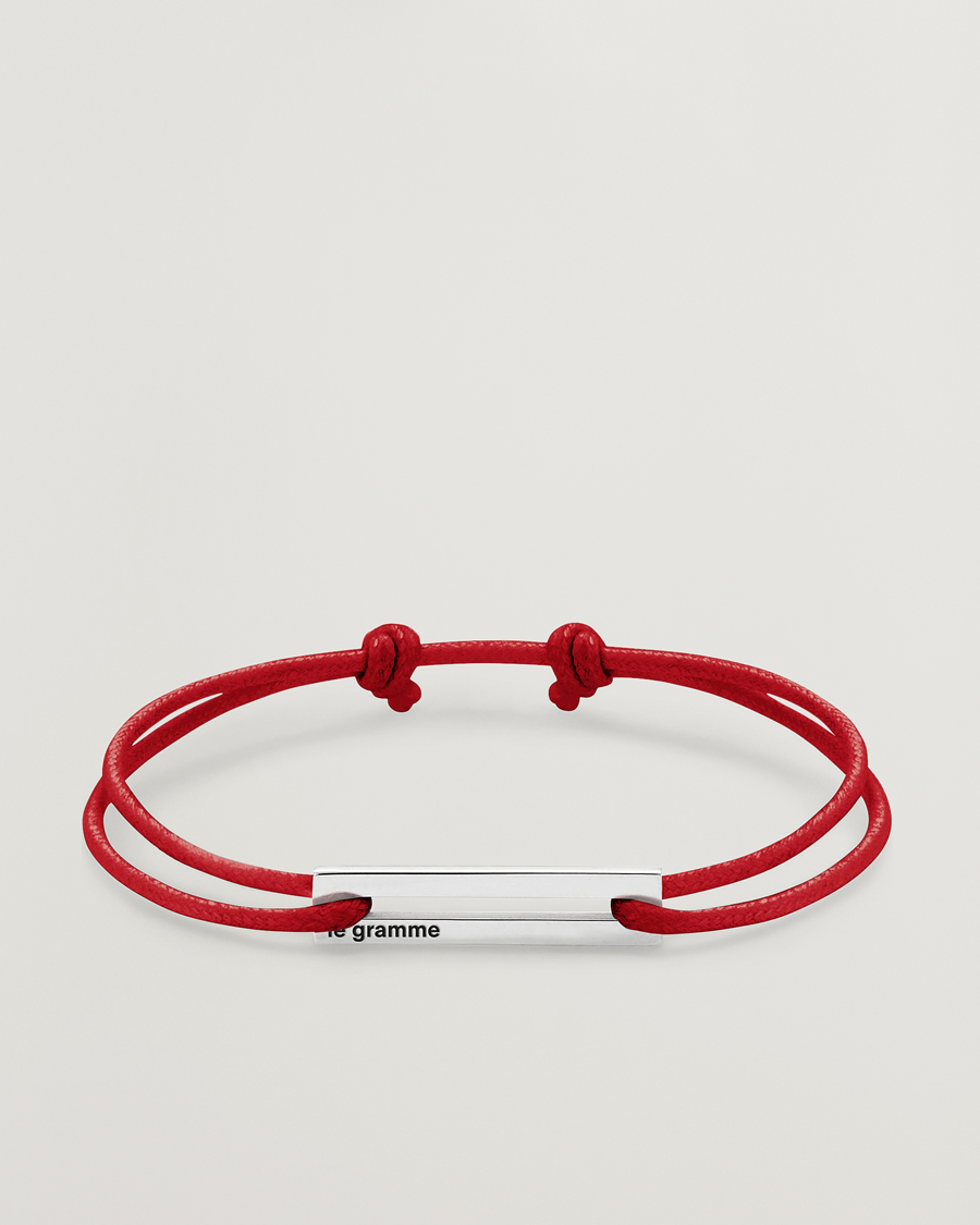 Mies | Korut | LE GRAMME | Cord Bracelet Le 17/10 Red/Sterling Silver