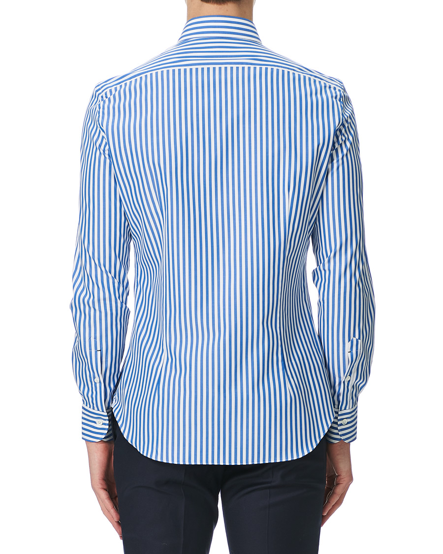 Mies | Kauluspaidat | Mazzarelli | Soft Cotton Cut Away Shirt Blue/White