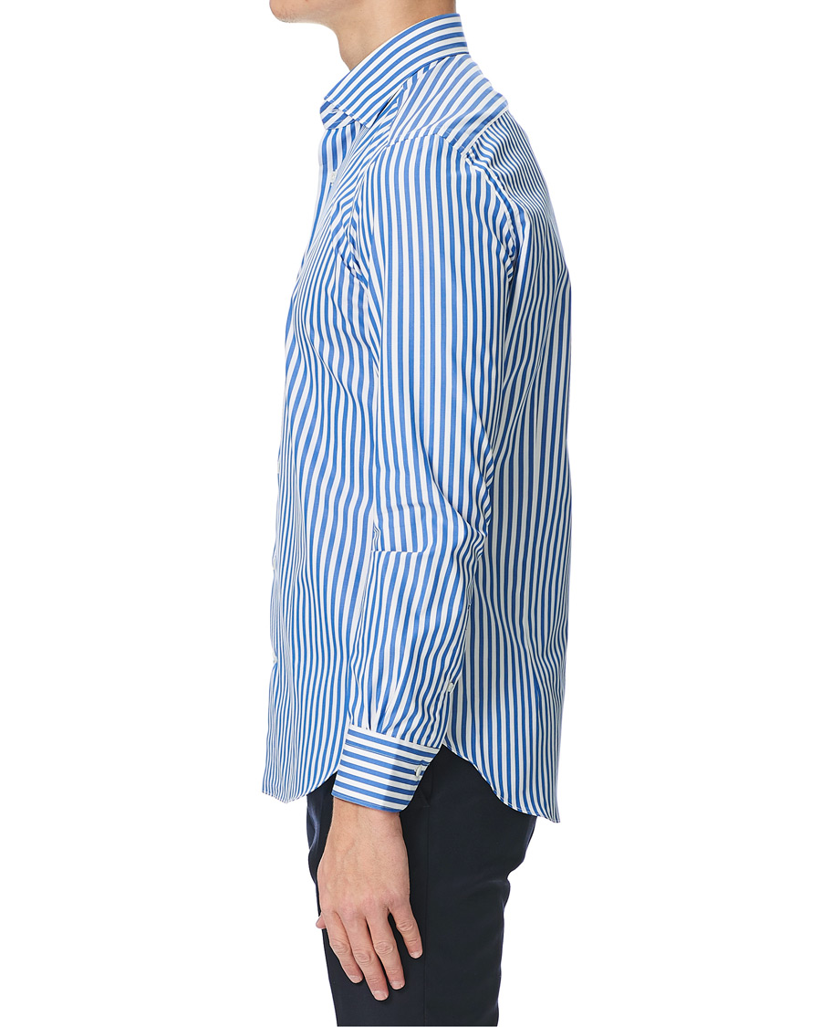 Mies | Kauluspaidat | Mazzarelli | Soft Cotton Cut Away Shirt Blue/White