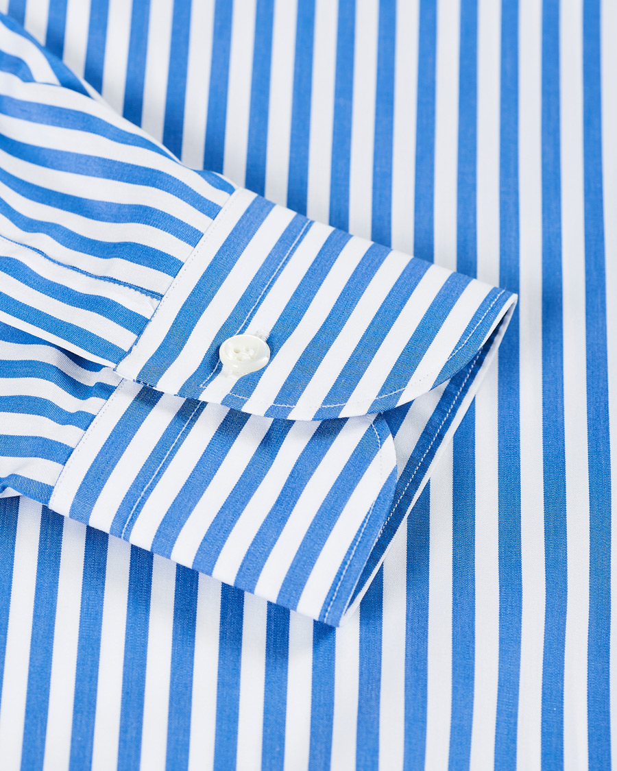 Mies | Kauluspaidat | Mazzarelli | Soft Cotton Cut Away Shirt Blue/White