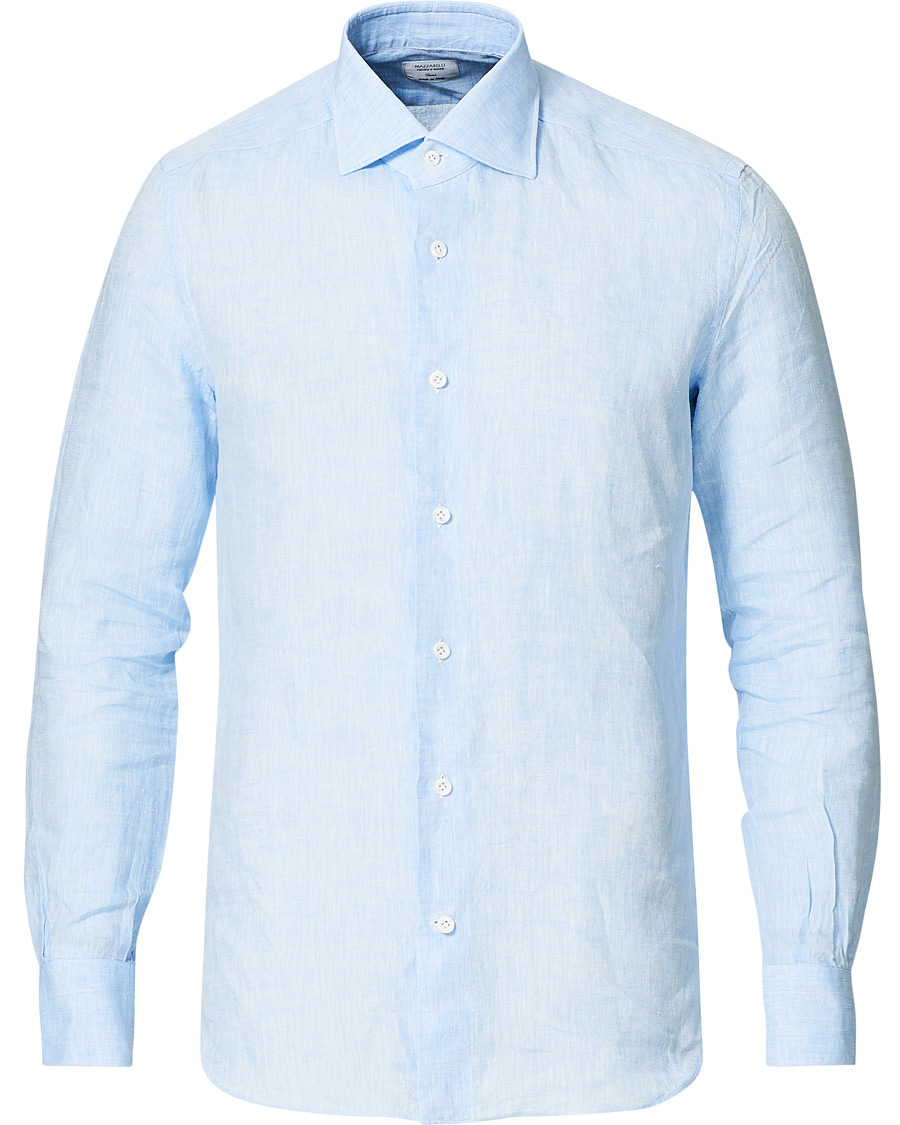 Mies | Kauluspaidat | Mazzarelli | Linen Cut Away Shirt Light Blue