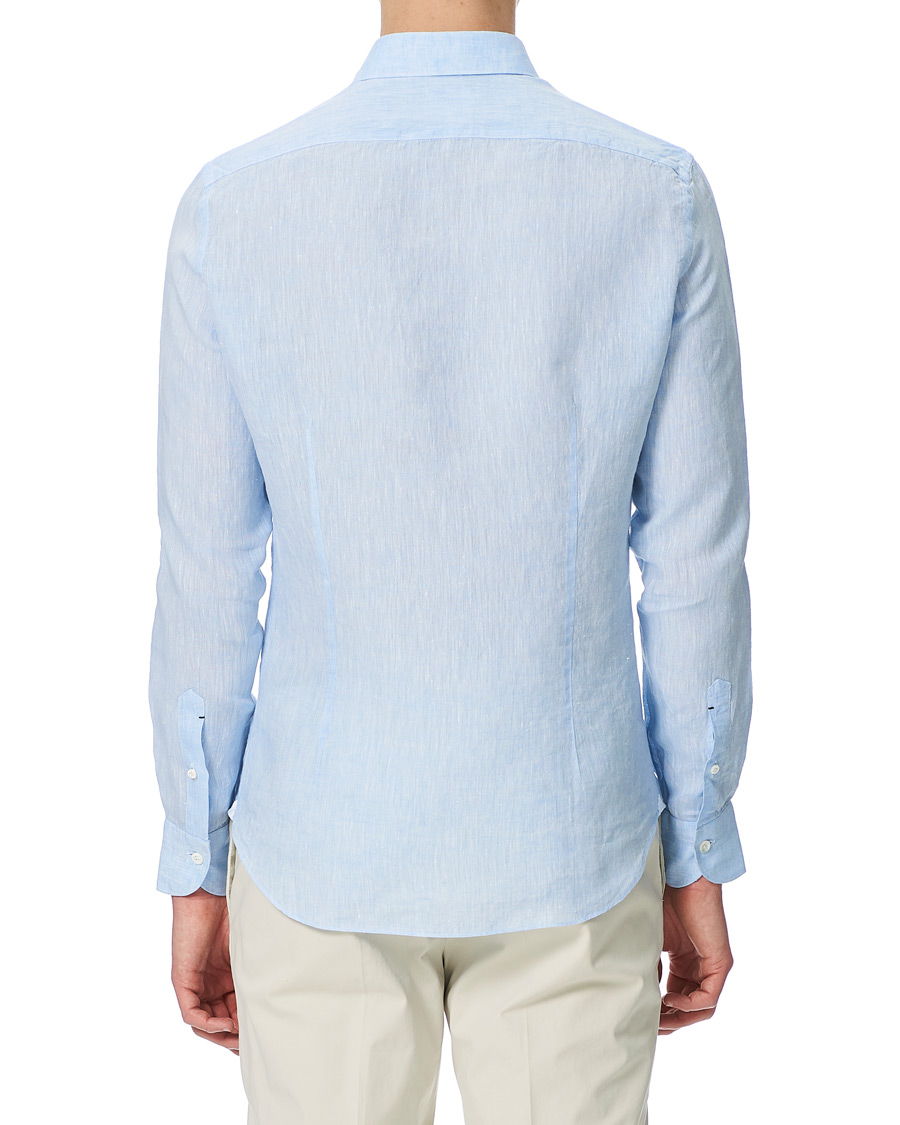 Mies | Kauluspaidat | Mazzarelli | Linen Cut Away Shirt Light Blue