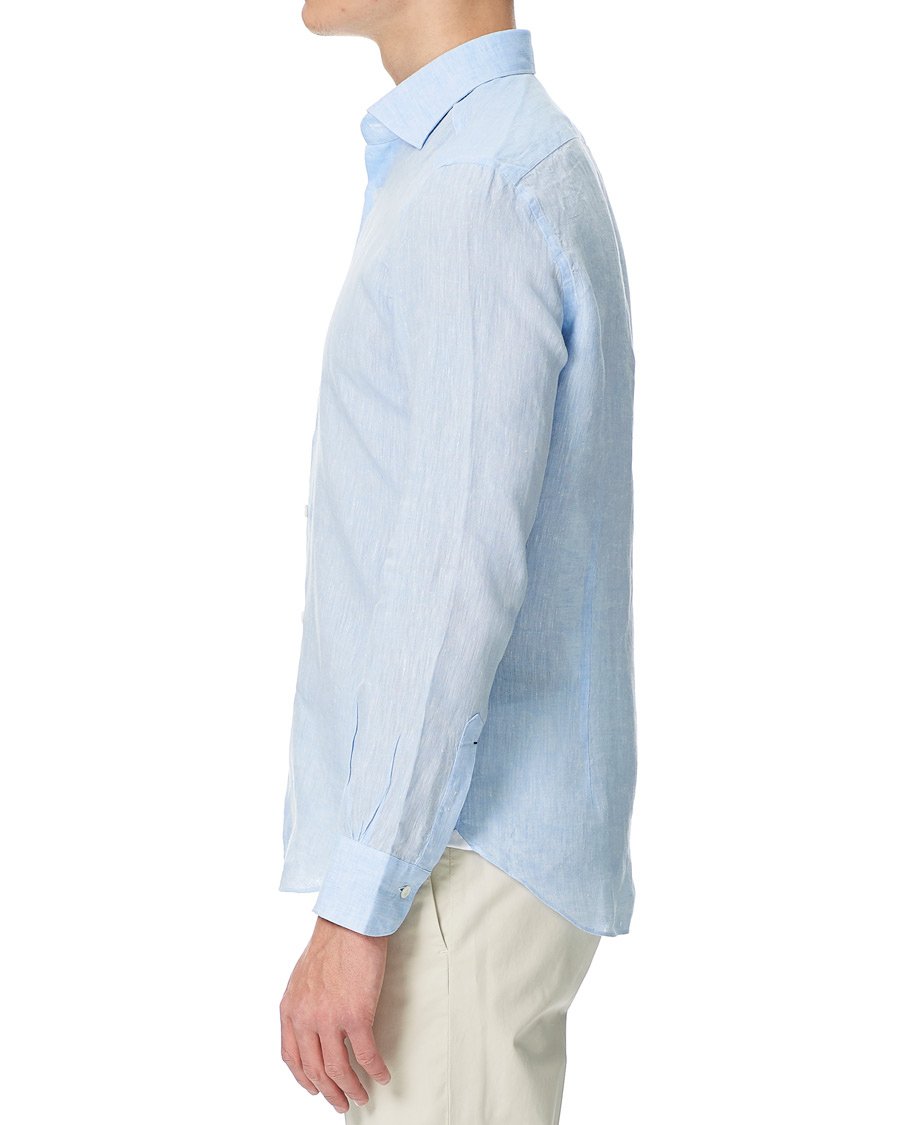 Mies | Kauluspaidat | Mazzarelli | Linen Cut Away Shirt Light Blue