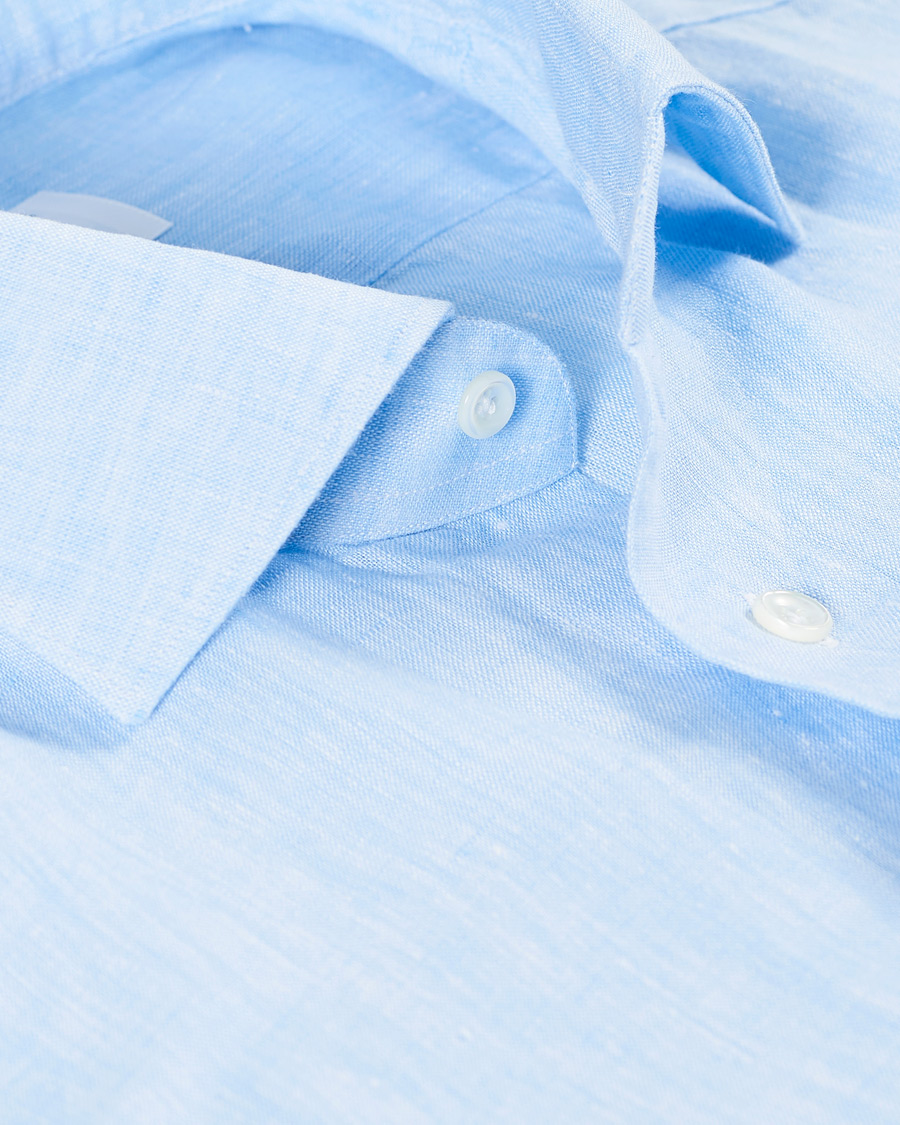 Mies | Kauluspaidat | Mazzarelli | Linen Cut Away Shirt Light Blue