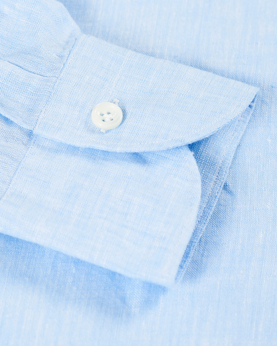 Mies | Kauluspaidat | Mazzarelli | Linen Cut Away Shirt Light Blue