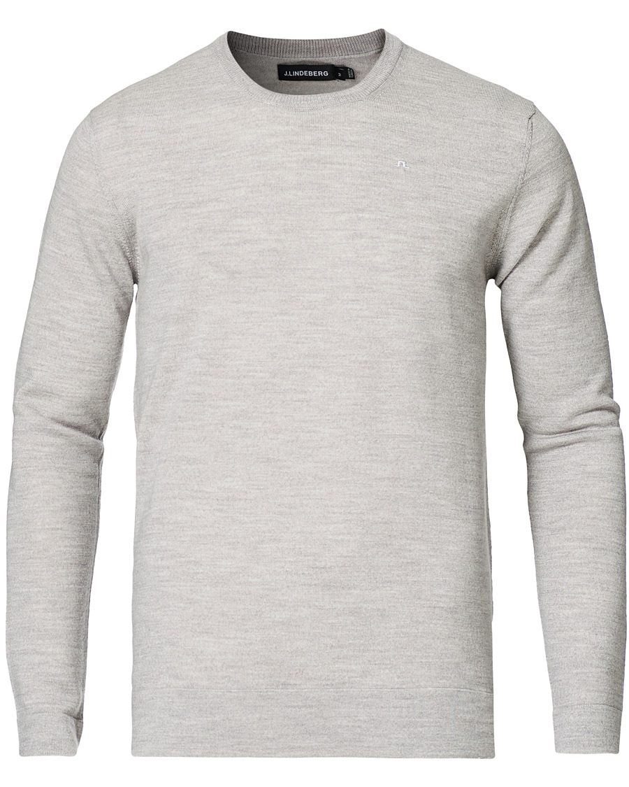 Mies | Puserot | J.Lindeberg | Newman Merino Crew Neck Pullover Stone Grey Melange