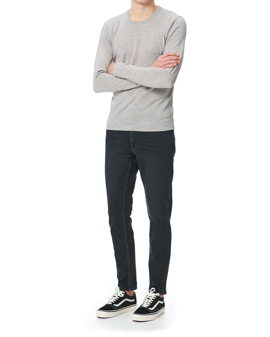 Mies | Puserot | J.Lindeberg | Newman Merino Crew Neck Pullover Stone Grey Melange