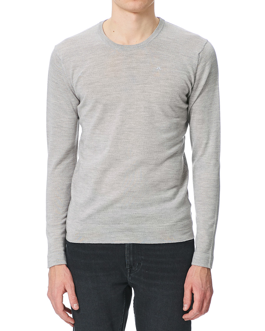 Mies | Puserot | J.Lindeberg | Newman Merino Crew Neck Pullover Stone Grey Melange