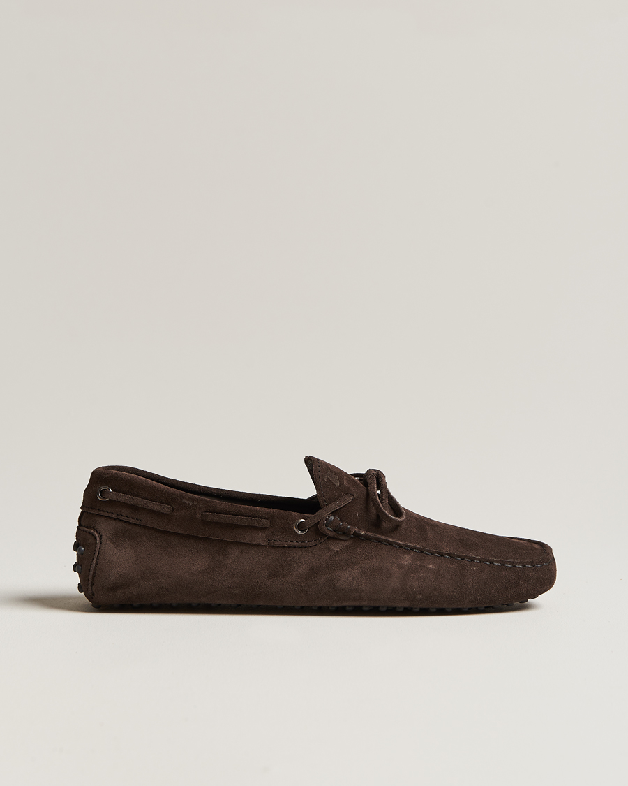 Mies | Tod's Lacetto Gommino Carshoe Dark Brown Suede | Tod's | Lacetto Gommino Carshoe Dark Brown Suede