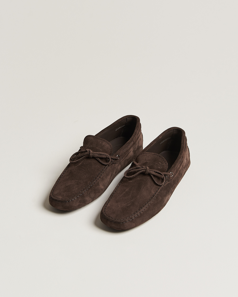 Mies | Tod's Lacetto Gommino Carshoe Dark Brown Suede | Tod's | Lacetto Gommino Carshoe Dark Brown Suede