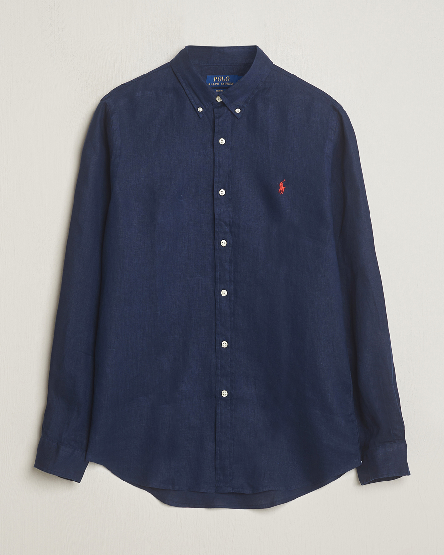 Polo Ralph Lauren Slim Fit Linen Button Down Shirt Newport Navy osoitteesta