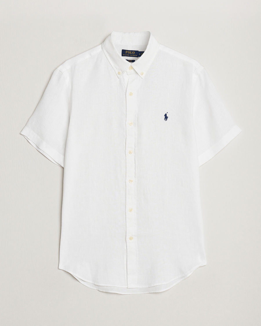 Mies | Kauluspaidat | Polo Ralph Lauren | Slim Fit Linen Short Sleeve Shirt White