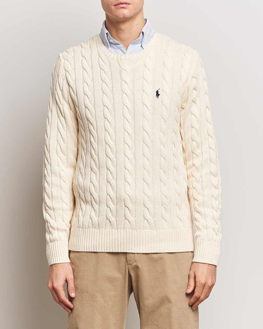 Mies | Puserot | Polo Ralph Lauren | Cotton Cable Pullover Andover Cream