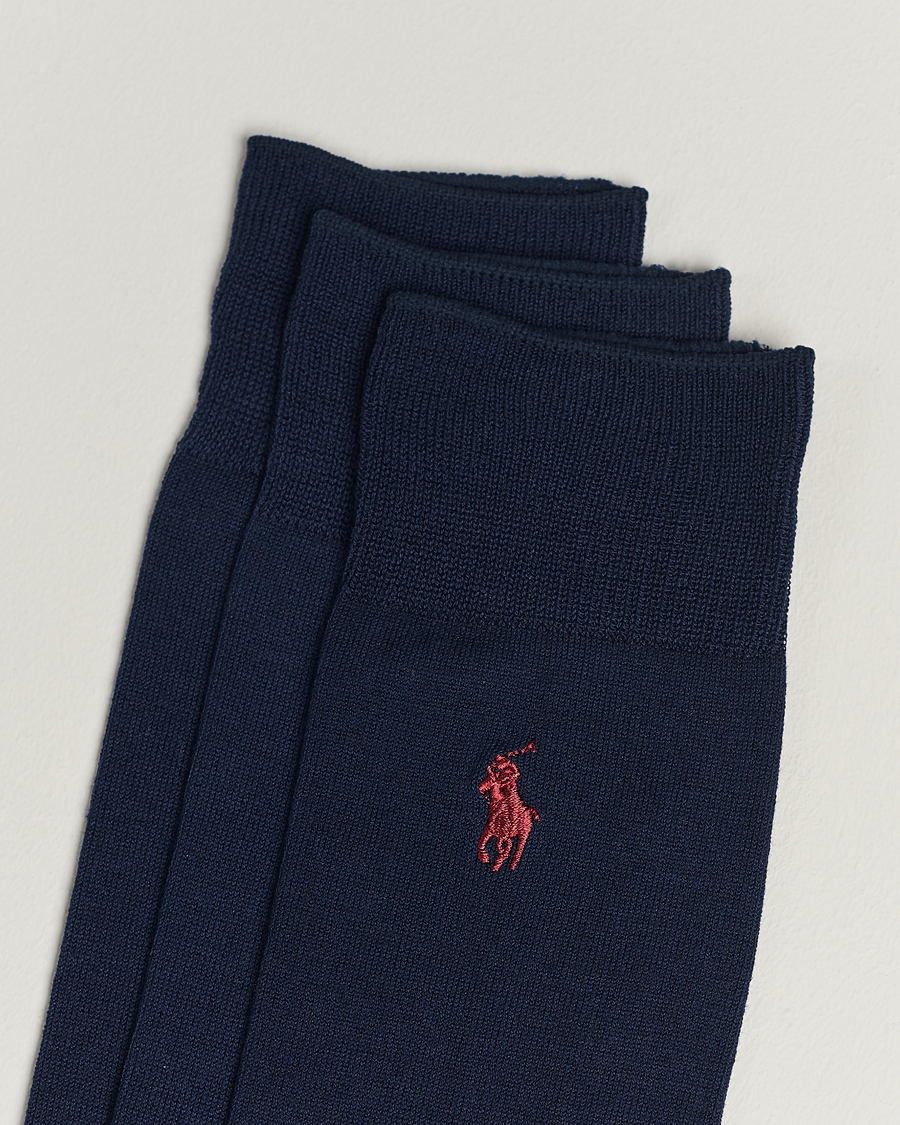 Mies | Varrelliset sukat | Polo Ralph Lauren | 3-Pack Mercerized Cotton Socks Navy