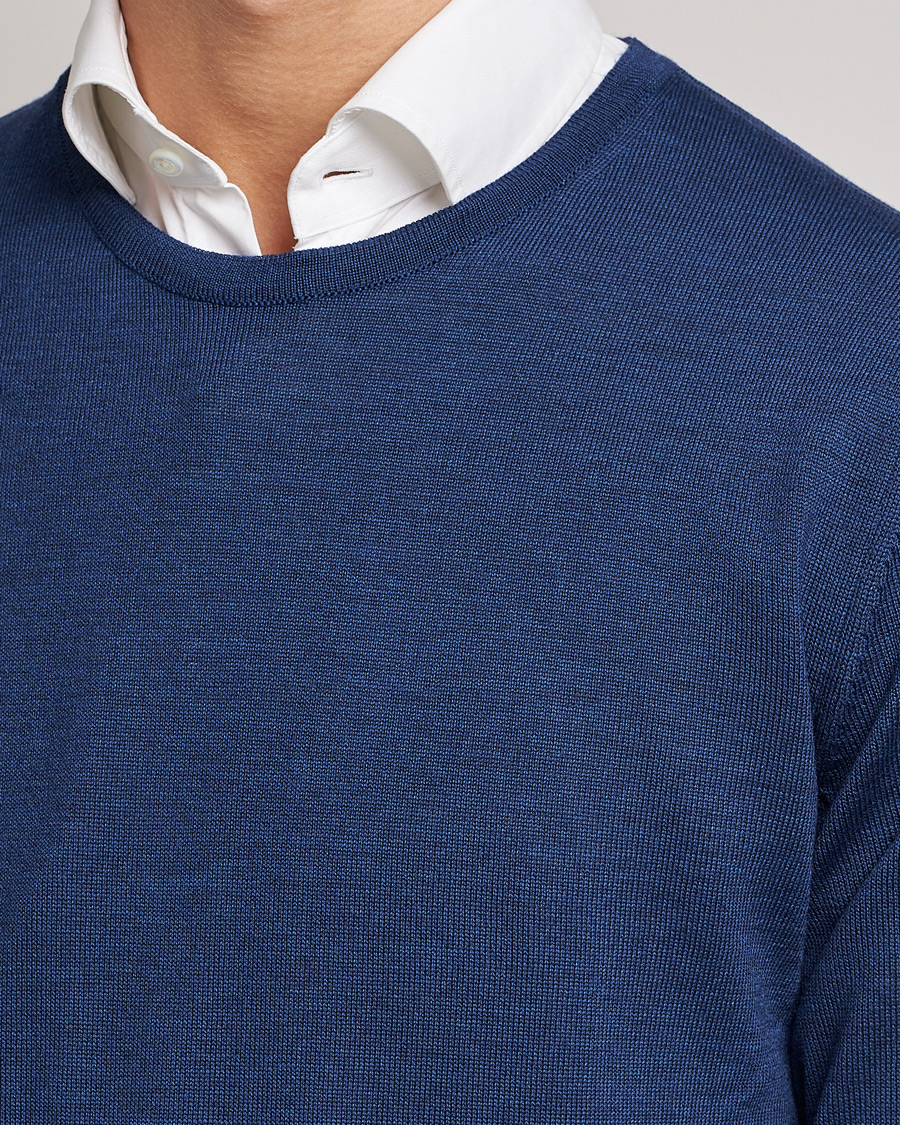 Mies | Puserot | Stenströms | Merino Crew Neck Blue