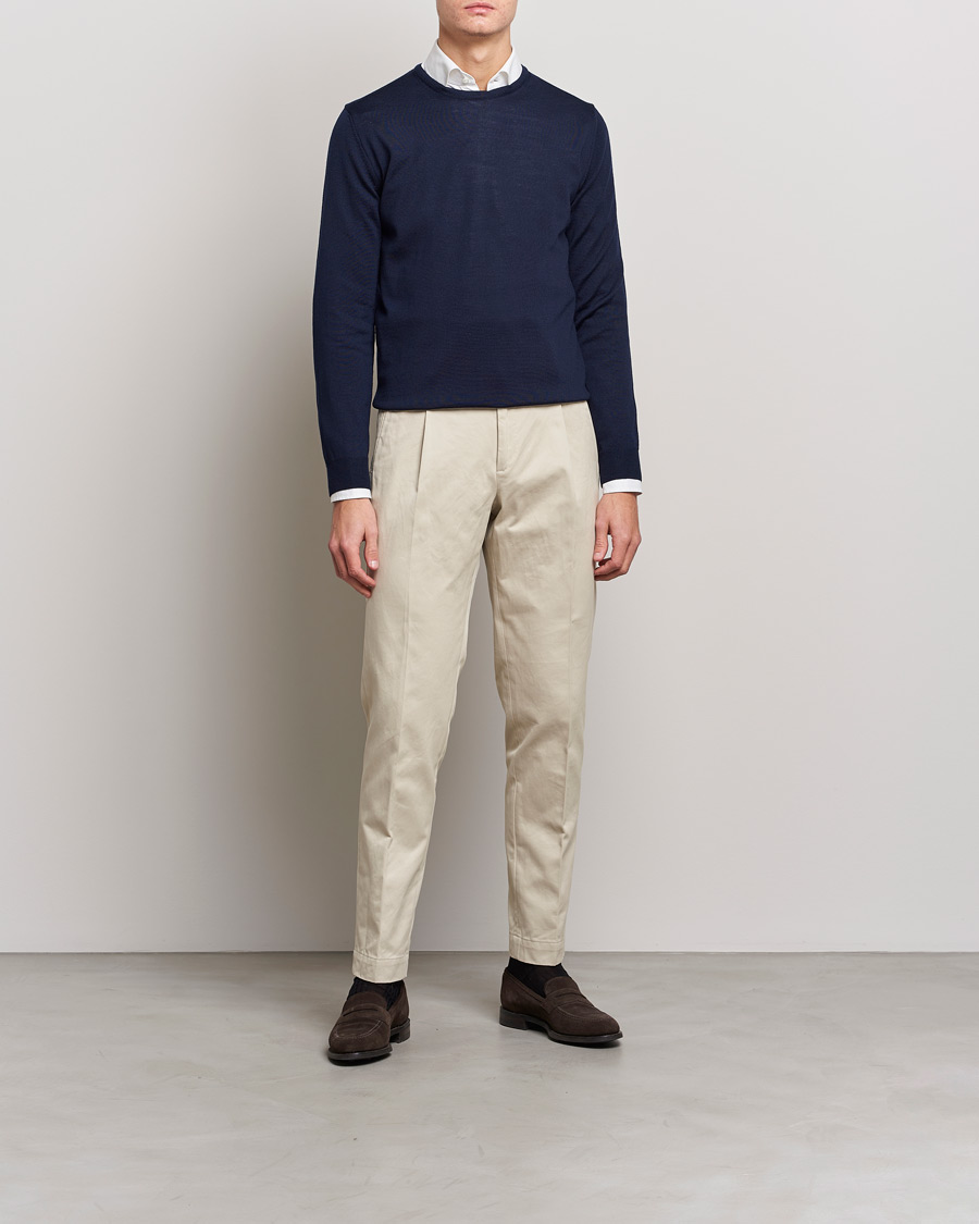 Mies | Puserot | Stenströms | Merino Crew Neck Navy