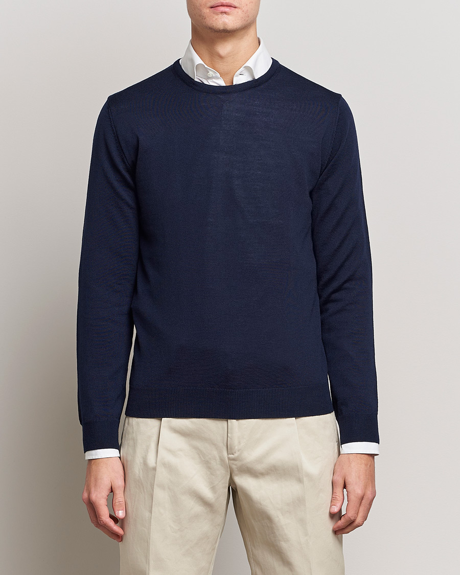 Mies | Puserot | Stenströms | Merino Crew Neck Navy