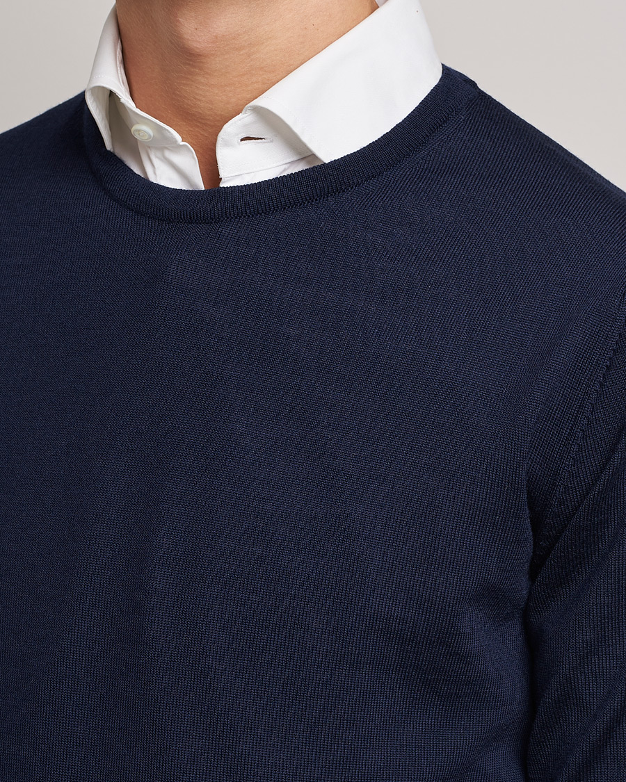 Mies | Puserot | Stenströms | Merino Crew Neck Navy