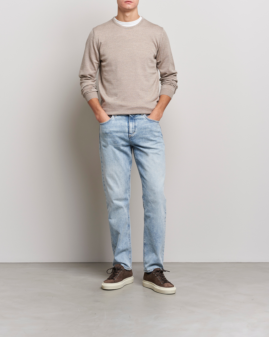 Mies | Puserot | Stenströms | Merino Crew Neck Sand