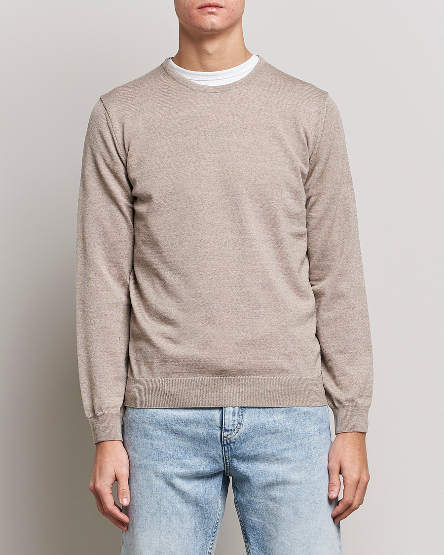 Mies | Puserot | Stenströms | Merino Crew Neck Sand