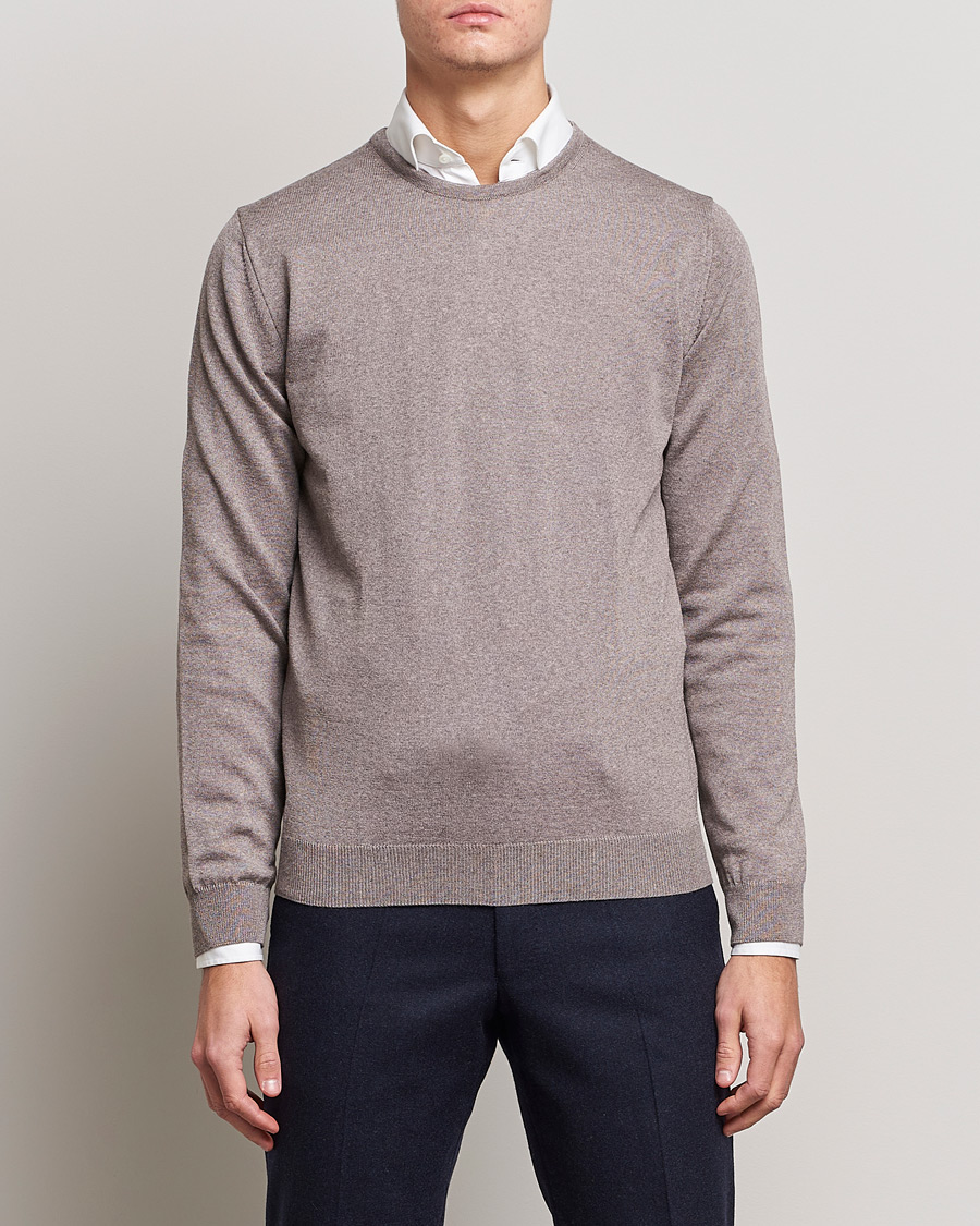 Mies | Puserot | Stenströms | Merino Crew Neck Mud Brown
