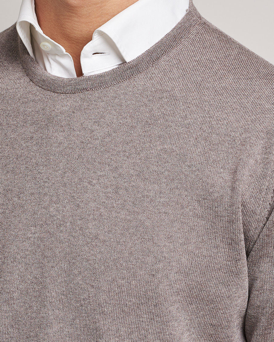Mies | Puserot | Stenströms | Merino Crew Neck Mud Brown