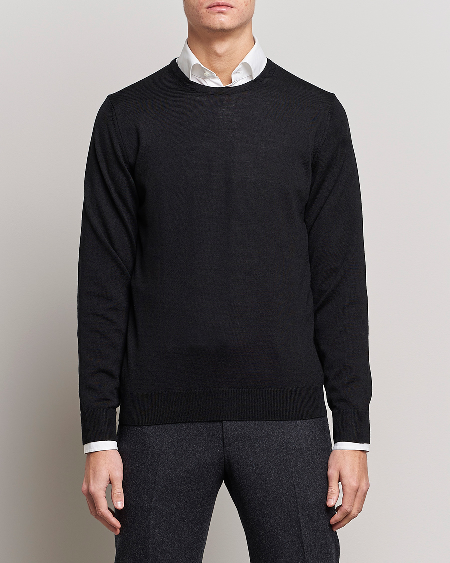 Mies | Puserot | Stenströms | Merino Crew Neck Black