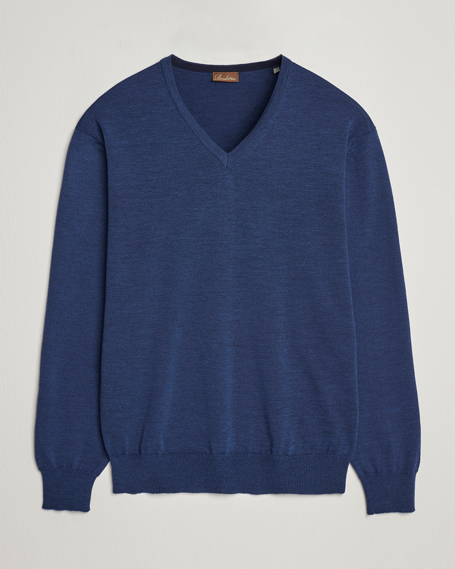 Mies | Puserot | Stenströms | Merino V-Neck Blue