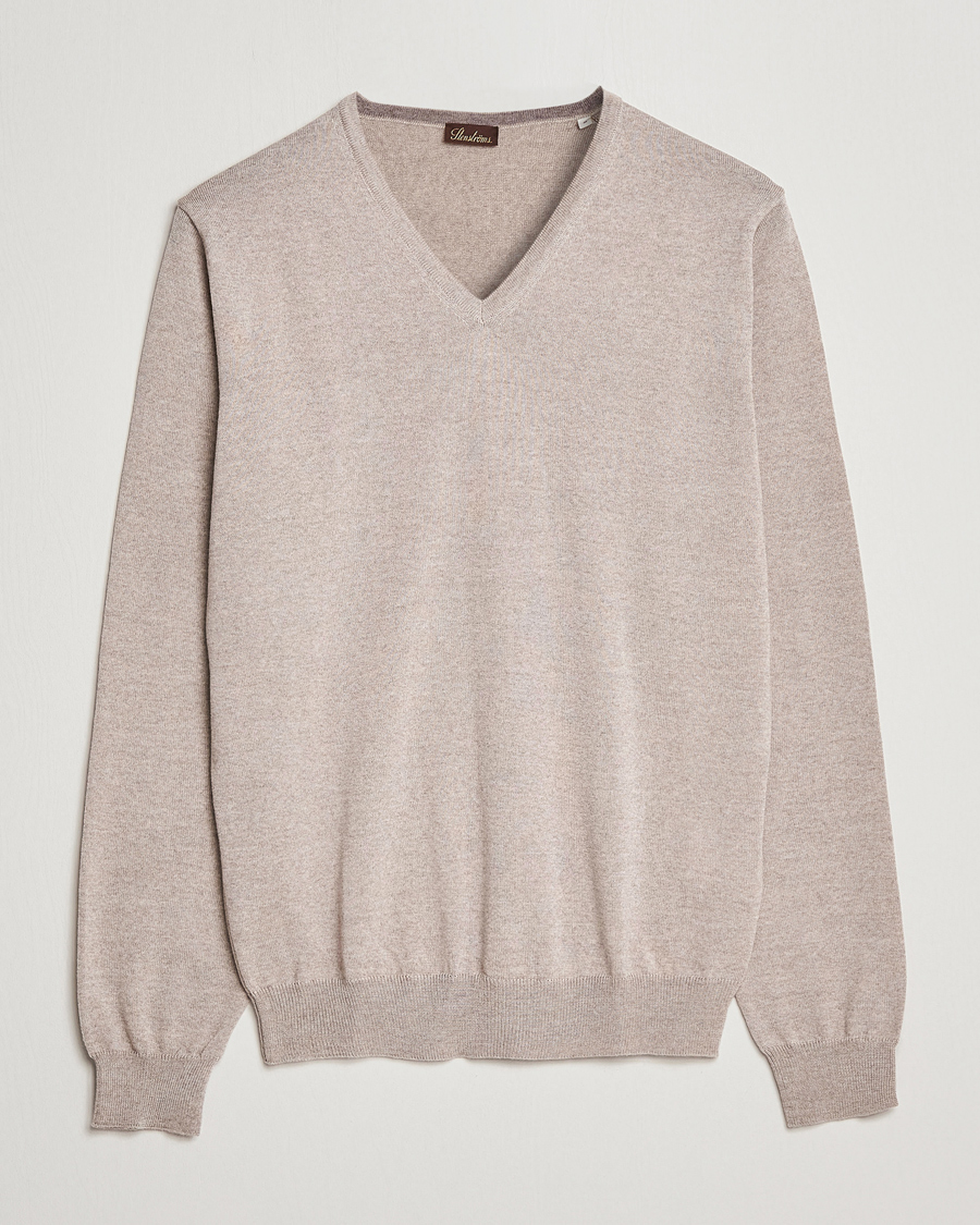 Mies | Puserot | Stenströms | Merino V-Neck Sand
