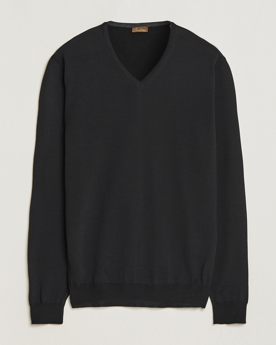 Mies | Puserot | Stenströms | Merino V-Neck Black