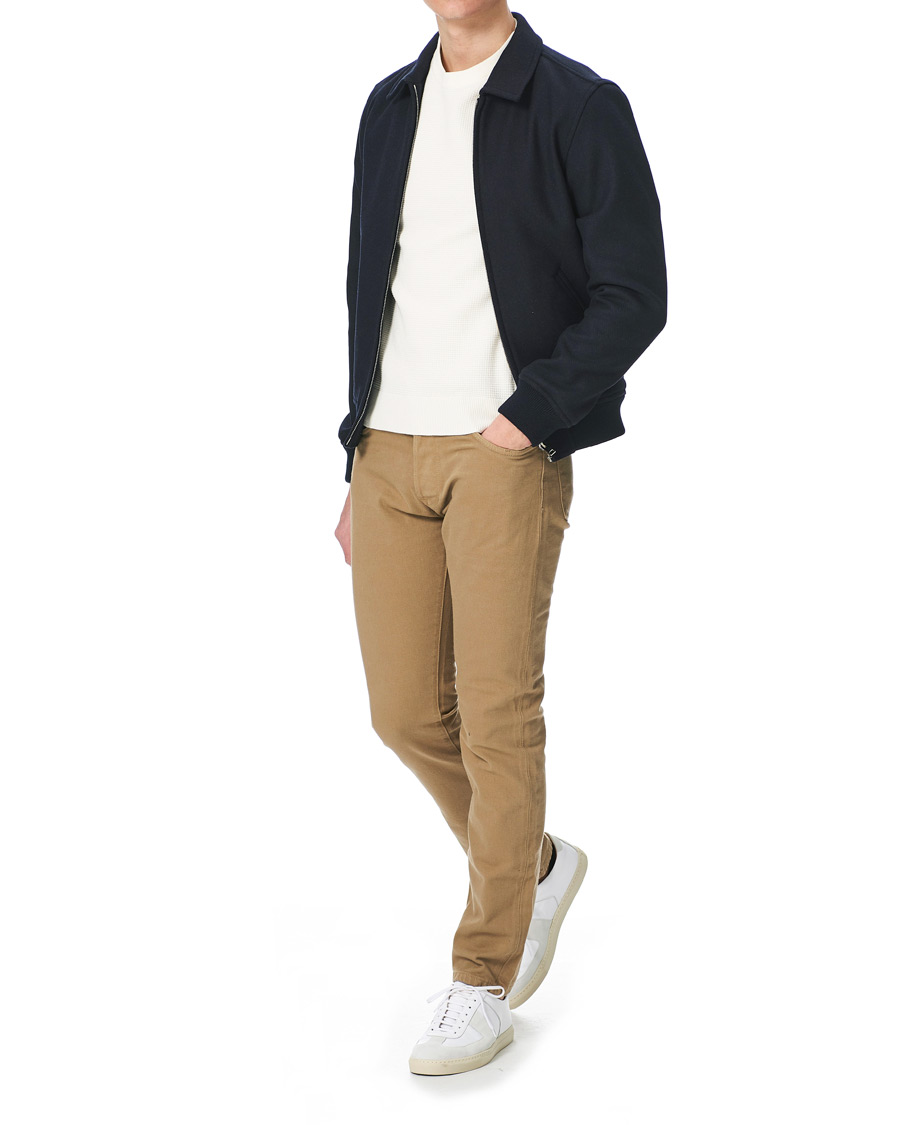Mies | Farkut | C.O.F. Studio | M7 Tapered Organic Cotton Stretch Jeans Khaki Beige