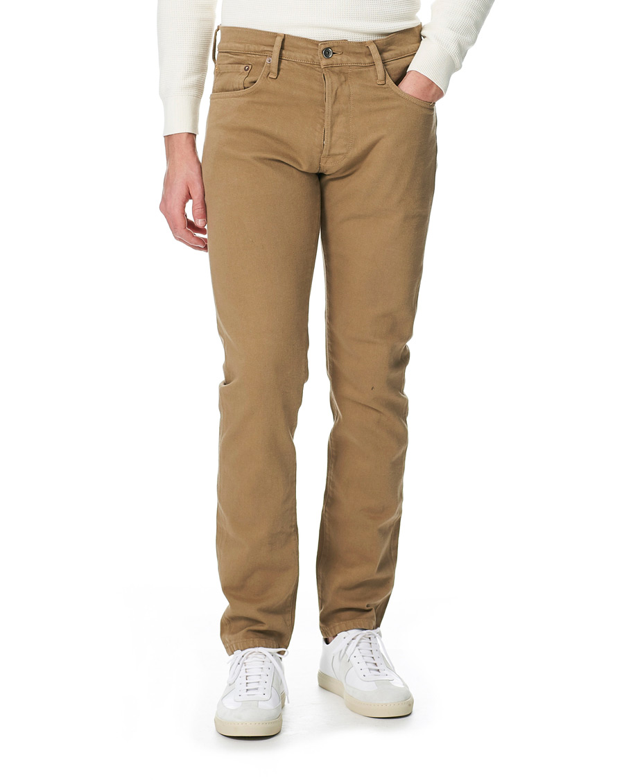 Mies | Farkut | C.O.F. Studio | M7 Tapered Organic Cotton Stretch Jeans Khaki Beige